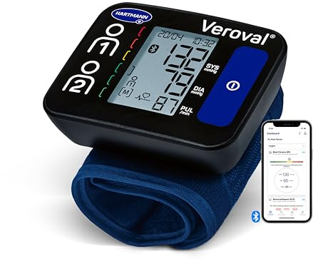 Veroval compact + Tensiomètre de poignet | 1 unité, peut détecter une arythmie, mesure triple, connectivité Bluetooth pour la transmission et le stockage des données