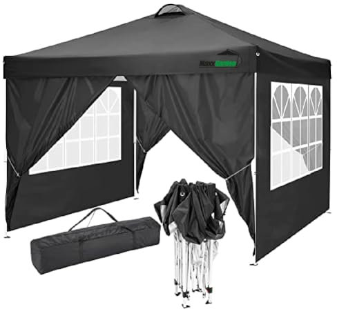 MaxxGarden Pavillon - Gartenpavillon - Faltpavillon 3x3 - Wasserdicht Stabil Winterfest - Easy-Up Partyzelt - Aluminiumrahmen mit Seitenwänden - Pavillon 3x3 - Grau