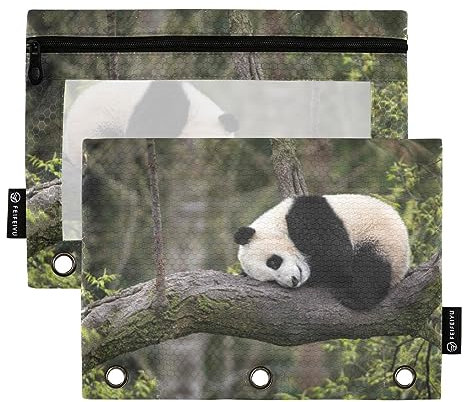 Riesiger Panda Testing on A Tree Ast 3 Ring Binders Pencil Case 2 pcs File Folders for Office Examination Zipper Stationery Bag