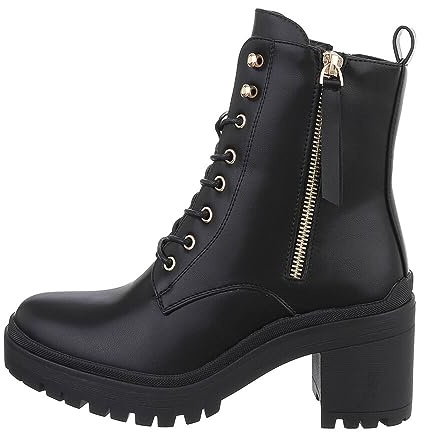 Ital Design Damenschuhe Stiefeletten High-Heel Stiefeletten, DES621P-, Kunstleder, Schwarz, Gr. 40