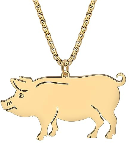 DALANE Edelstahl Neuheit Schweinchen Schwein Halskette 18K Vergoldet Anhänger Mode Bauernhof Tiere Schmuck für Frauen Mädchen Reize Geschenke