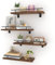 HORLIMER 4er-Set Wandregal, Schweberegal mit Schwarz Metal Stäben und Braun Holzbrett, Regal Wand für Küche, Bad, Schlafzimmer, Wohnzimmer und Büro