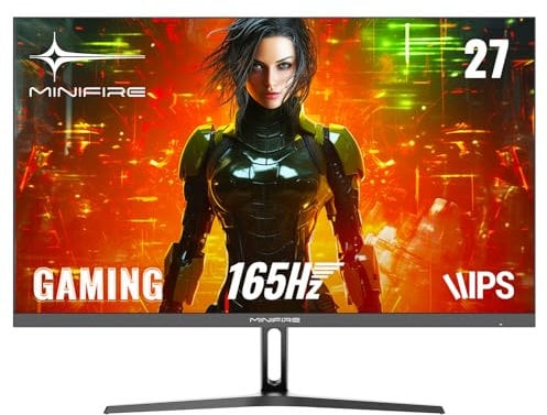 Minifire 27 Zoll Gaming Monitor, 180Hz, 1ms, IPS, PC Gaming Computer Monitor, FHD 1080P, sRGB120%, AMD FreeSync, HDMI&DP Anschlüsse, Blacklevel Adjust, VESA Kompatibel Schwarz (MFG27F2)