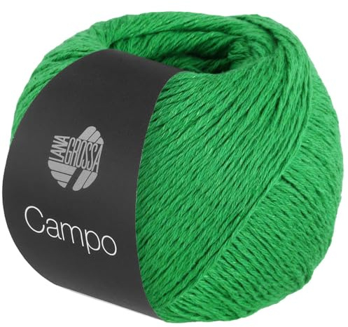 LANA GROSSA Campo | Feines, mehrfach verzwirntes Baumwoll-Mischgarn mit Struktur | Handstrickgarn aus 65% Baumwolle & 25% Viskose & 10% Leinen | 50g Wolle zum Stricken & Häkeln | 165m Garn FB 9