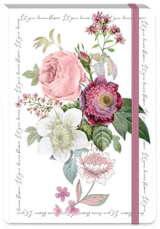 Punch Studio Notable Florals Rose, Softcover-Tagebuch mit Bungee-Verschluss, 200 Seiten (50418)