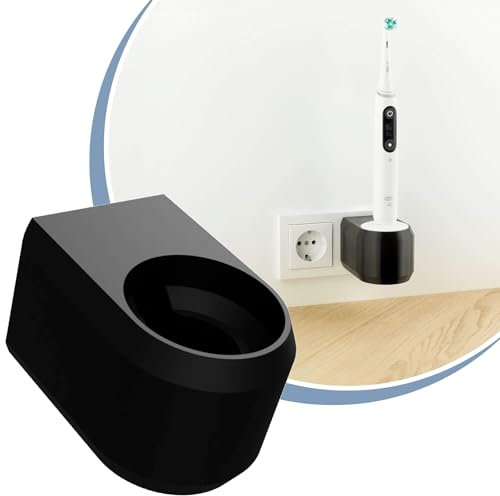 Cleverstation Zahnbürstenhalter elektrische Zahnbürste - passend für Oral B Zahnbürste (iO Ladegerät 3768 notwendig), Zahnbürstenhalter Wand (Schwarz)