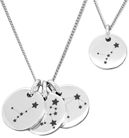 925 Silver Family Zodiac Constellation Necklace, Star Sign Necklace, Zodiac Pendant, Personalised Necklace, Gift For Her, Birthday Gift, Wedding Gift, Silver -KIMNKIM (Cancer: 21 JUN - 22 JUL)