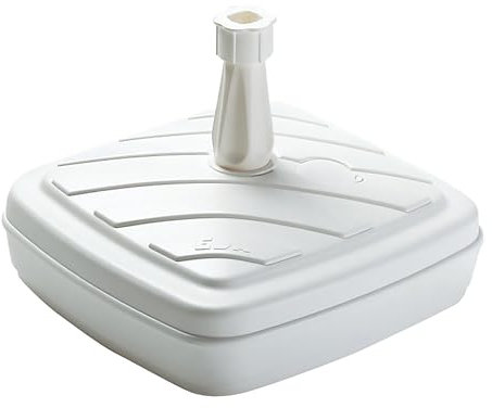 Spetebo Pied de parasol carré en plastique - Blanc - 14 l - Support de parasol à remplir