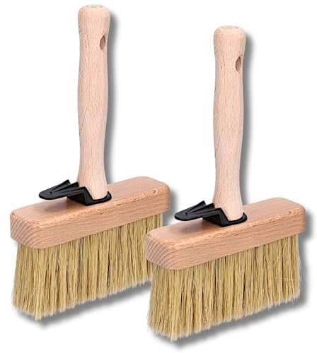 ToolSpace Quast Breit 130 mm Maurerbürste Holz Malerbürste 2 STÜCK Ideal zum Streichen Holz Zäunen Bänken als Tapezierwerkzeug Malerquast Flachenstreicher Deckenbürste Tapezierbürste Vliestapete DIY