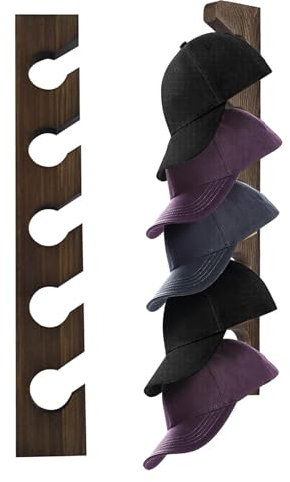 Joberio Cap Holder Wall - Baseball Hat Wall Display Storage Shelf | Wooden Ball Cap Organiser & Storage for Bedroom | Wall Mounted Wooden Hat Storage Organizer Hanger for Closet Door Bedroom