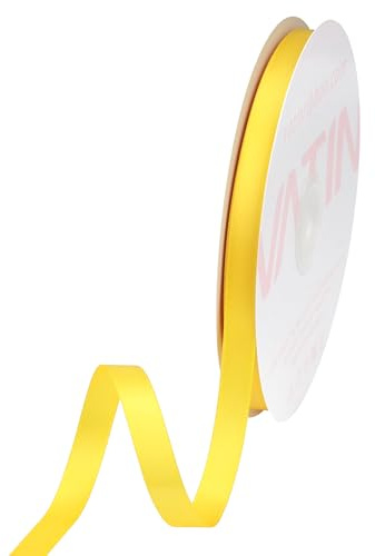 VATIN Double Face Daffodil Satin Ribbon 10mm X 45m,Yellow Polyester Fabric Ribbon use for Bows Bouquet, Gift Wrapping, Floral Arrangement Wedding Decoration