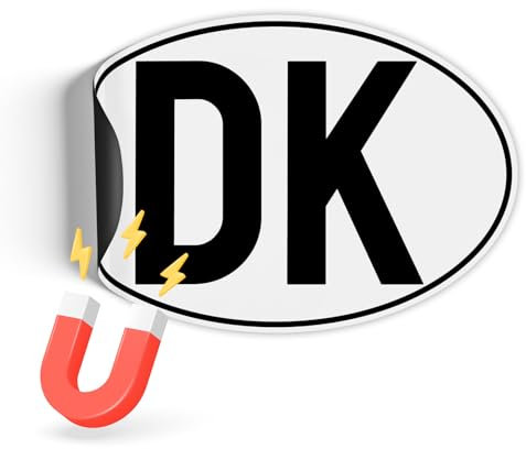 Finest Folia Länderkennzeichen Magnetfolie UV-Druck nach DIN Norm 17,5x11,5cm Kennzeichen Magnet Schild für Auto LKW Wohnmobil Bus wetterfest magnetisch RV005 (08 Dänemark, Magnetfolie)