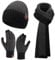 Herren Winter Warm Beanie Mütze Lange Schal und Touchscreen Handschuhe Set mit Fleece Gefüttert Wintermütze Strickmütze rutschfeste Winterhandschuhe Schals Geschenk für Männer, Schwarz Grau