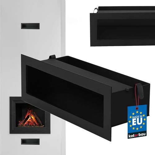 KOTARBAU® Rejilla de ventilación para chimenea, 30 cm, acero pulverizado, color negro, rejilla de aire caliente, rejilla de ventilación para chimenea