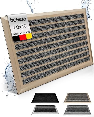 bomoe zerbino in alluminio 40x60 cm - zerbino antiscivolo antiruggine resistente alle intemperie per porte d'ingresso larghe e per interni che trattengono lo sporco - Champagne metallizzato AluGant