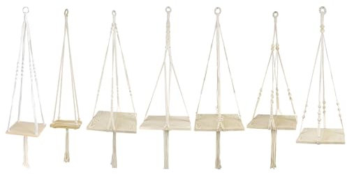 Colgador para plantas con bandeja cuadrada de madera para colgar macetas