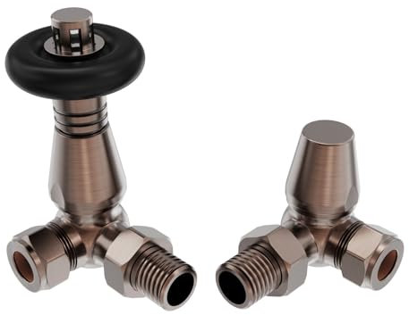 Warmehaus 15mm Traditional TRV Thermostatic Corner Radiator Valve with Lockshield Valve Antique Copper
