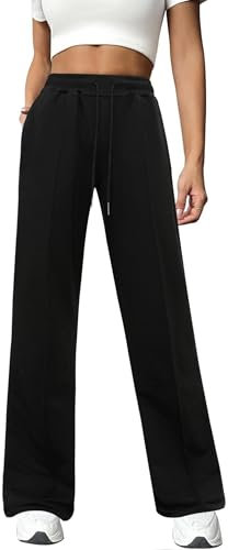 Totatuit Pantalon Jogging Femme en Coton Ample avec Cordon de Serrage Pantalon de survêtement pour Femmes Pantalon de Loisirs Bas de Jogging Femme Noir，XL