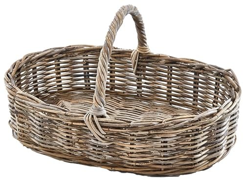 Kobolo Tablett aus Rattan Ovales 45x30 cm Kubu Grey