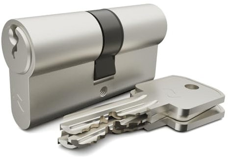 Sempro Schließzylinder 30/35 Gleichschließend Zylinderschloss 3 Schlüsseln Messing Vernickelt geprüft nach EN 1303:2015