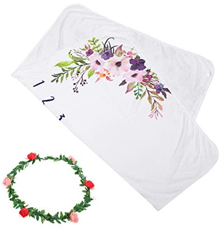 Hoement 1 Satz Monatsmeilenstein-decke Mit Wachstumstabelle Babyparty Multifunktional Als Wickeltuch Oder Stilltuch