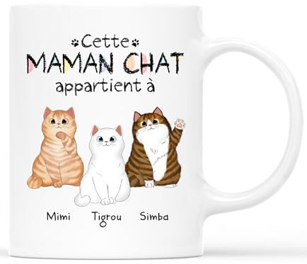 Cadeau Plus Mug Personnalisé Prénom - Cette Maman Chat, Ce Papa Chat Appartient À (#3)