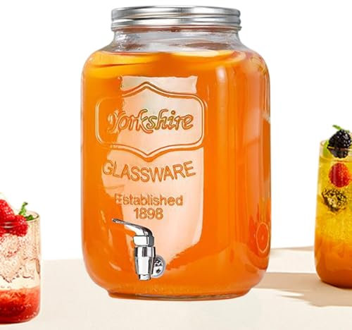 Distributeur De Boissons En Verre Avec Robinet | Distributeur De Boissons Ma-son Jar - Distributeur D'eau Pour Réfrigérateur, Punch, Cocktails, Distributeur De Boissons Vides