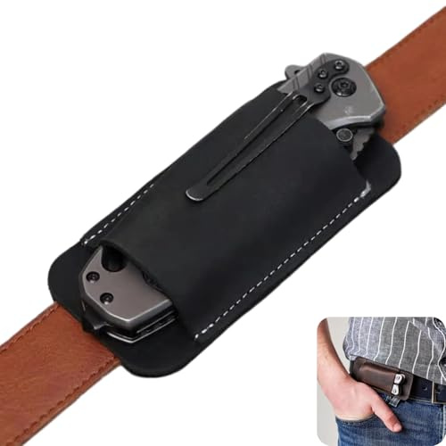 Retro Belt Carrying Leather Knife Scabbard Horizontally, Horizontal Knife Sheath for Belt, Horizontal Carry Knife, Handmade Leather Knife Sheath for Men (Black)