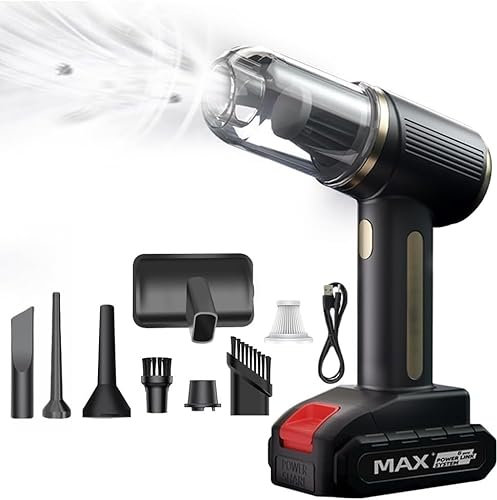 Old Tjikko Handheld Vacuum Cleaner, 20000Pa, 25-30 Min Runtime, 12V/6000mA, Powerful Suction, for Car and Pet Hair (Black03)