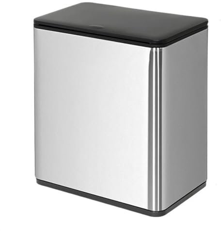 poubelle Poubelle de salle de bain fine, poubelle moderne en métal avec couvercle supérieur à pression, poubelle étroite de 3,1 gallons avec seau à doublure amovible poubelle de maison(Silver)