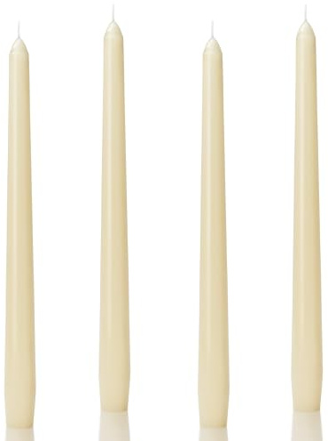 Auralome Ivory Taper Candles 10-Inch - Ivory Candlesticks Dripless Long Cream Tapered Candle Tall Unscented Smokeless Slow Burning Paraffin Wax Candle Sticks for Wedding Dinner Home Decor 4 Pack