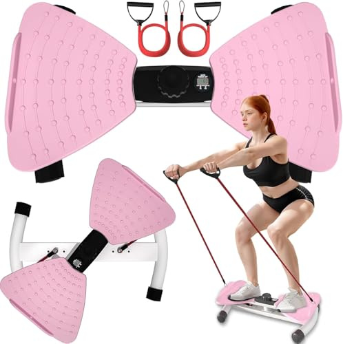 Waist Trainer, Fitness Plate, AB Twister Board with Intelligent LED Digital Monitor, 150 kg Carrier and 20db, Home Gym Training Equipment for Female Abdominal Fat (Pink)