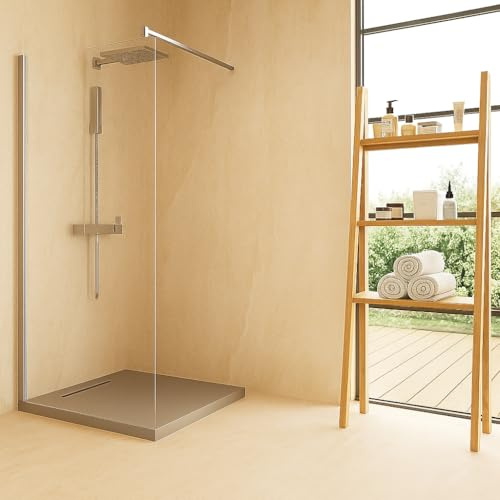 Exagonshop Walk in 120 cm parete doccia vetro temperato 6 mm 195 H cromo Linje