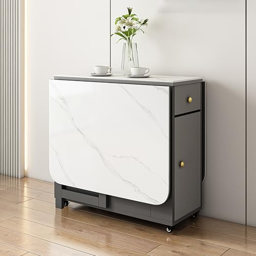 Klappbarer Esstisch, 1,5 m, beweglicher Klapptisch mit Schublade, Massivholz, erweiterbarer rechteckiger Tisch für Küche und Büro, platzsparendes Design