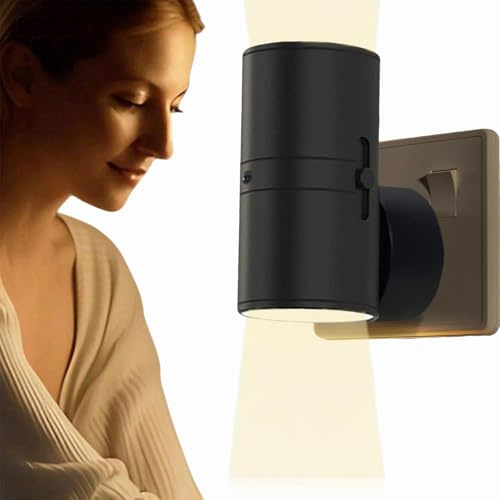 Xpwghap stecker lampe mit bewegungsmelder,nachtlicht mit bewegungsmelder steckdose,treppenlicht mit,lampe für balkon mit stecker,Zuschaltbare Auf- und Abwärts Beleuchtung, für Flur Treppe-A
