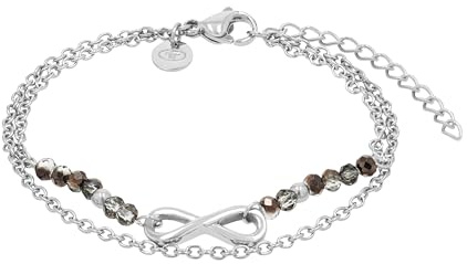 TOM TAILOR - Damen Armband Edelstahl - Silberfarben - mit Glas - Unendlich Infinity Anhänger