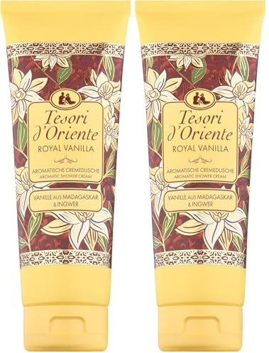 Tesori d'Oriente | Cremedusche Royal Vanilla | aromatisches Duschgel mit Vanille aus Madagskar & Ingwer | Cremedusche zur Körperpflege | Ritual für Körper & Sinne | 250ml (Packung mit 2)