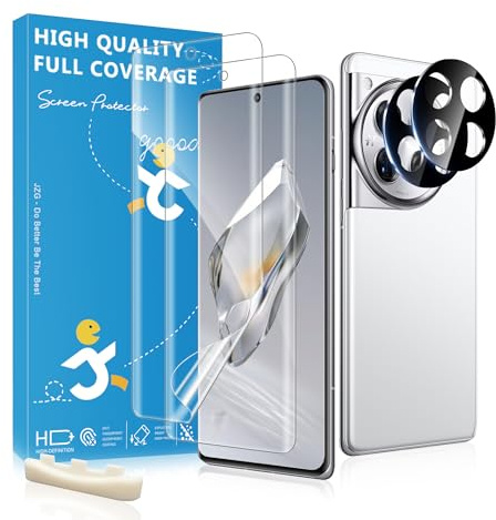 JavoYion 2+2 Pack for OnePlus 12 Screen Protector Full Coverage EPU Film | Lens Protector Included, Alignment Tool Included, Fingerprint Compatible, Self-Healing, HD Clear, Touch Sensitive