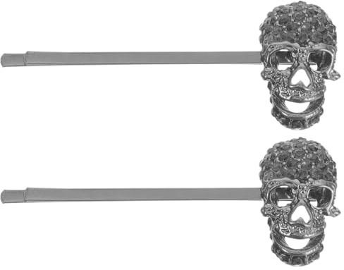 Strass Totenkopf Haarspange 2 Stück aus Zinklegierung für Halloween Feier