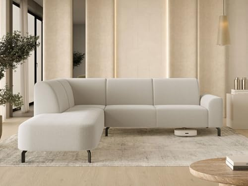 GRAINGOLD Regento Ecksofa 277x218 cm, L-Form Sofa, Sofa für Wohnzimmer, Bouclé Stoff, 4-Sitzer Eckcouch, Modernes Design (Beige, Links)