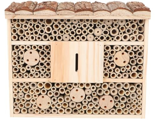 UPKOCH Insektenhaus im Holzhaus Stil mit Nisthilfe zur des Gartens Wetterfest für Marienkäfer und Andere Nützlinge im Garten