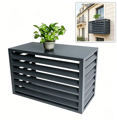 Air conditioner outdoor unit protective cover with top cover, all weather guard for AC outdoor unit, no airflow obstruction, compatible with 5AC and air source heat pump (Black, 120×70×150 cm)