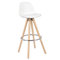 WOLTU 1X Tabouret de Bar en Similicuir siège + Repose-Pieds Design Cuisine Tabouret en Bois Pieds,Blanc