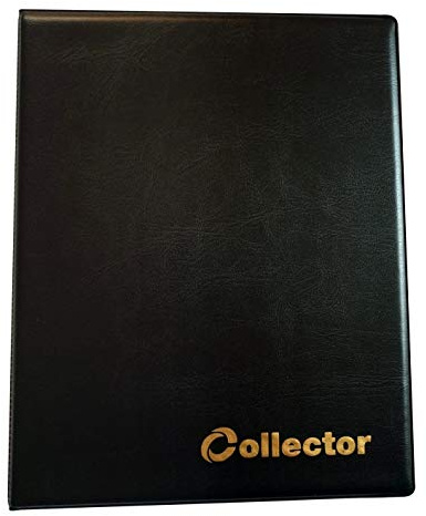 Collector - Münz-Sammelalbum für 120 Verschiedene Münzen-Größen, für 2 Euro Münzen und andere mittlere Größe - mit Seiten - Mattschwarz
