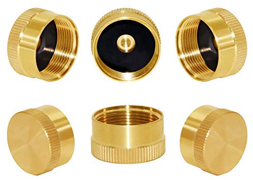 Joywayus 6Pcs Solid Brass Refill Propane Bottle Cap Universal for All 1 LB Gas Tank Cylinder Sealed Protect Cap