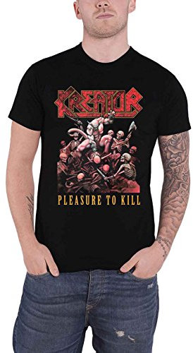 Kreator T Shirt Pleasure to Kill Band Logo Nue offiziell Herren Schwarz XL