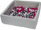 Velinda Bällebad Ballpool Kugelbad Bällchenbad Kinder-Pool mit 150 Bällen/90x90cm (Farbe der Bälle: perlweiß, pink, silberfarben)