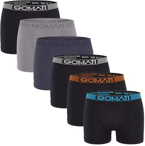 Gomati Herren Seamless Pants (6er Pack) Nahtlose Boxershorts aus Microfaser-Elasthan