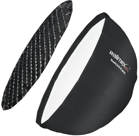 Walimex pro Studio Line Beauty Dish Softbox QA65 – Beauty Dish Lichtformer, 65cm Ø, 35cm tief, faltbar, mit Grid, Innen- und Außendiffusor, für Speedlite Aufsteckblitz Studioblitz