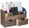 Relaxdays Organizer Schreibtisch, 6 Fächer, 2 Schubladen, Büro, Dokumentenhalter aus Holz, HBT 25x36,5x15cm, dunkelbraun